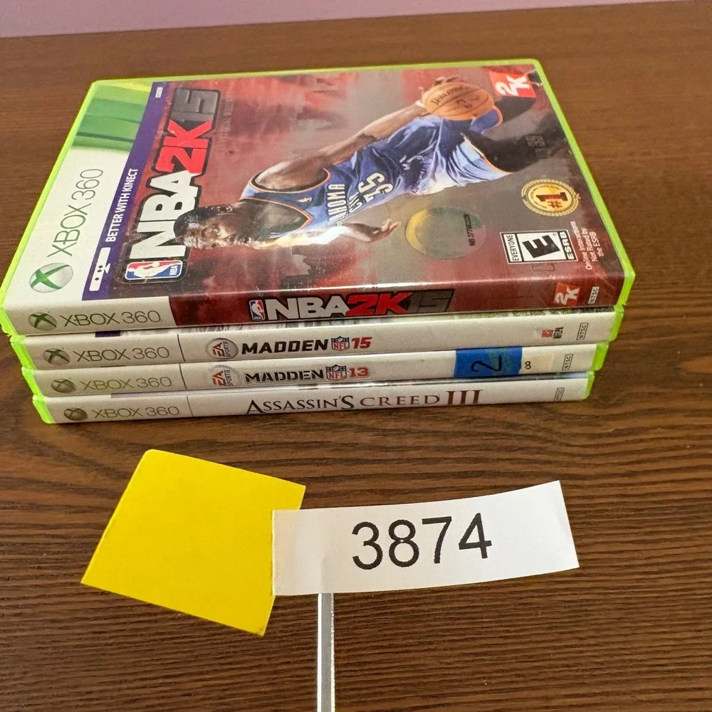 Microsoft Xbox 360 Game Lot of 4 Madden 13 15 NBA 2K15 Assassins Creed‎ III Good
